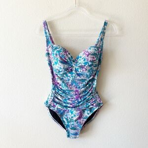 Simply Swim Floral Ruched One Piece Swimsuit